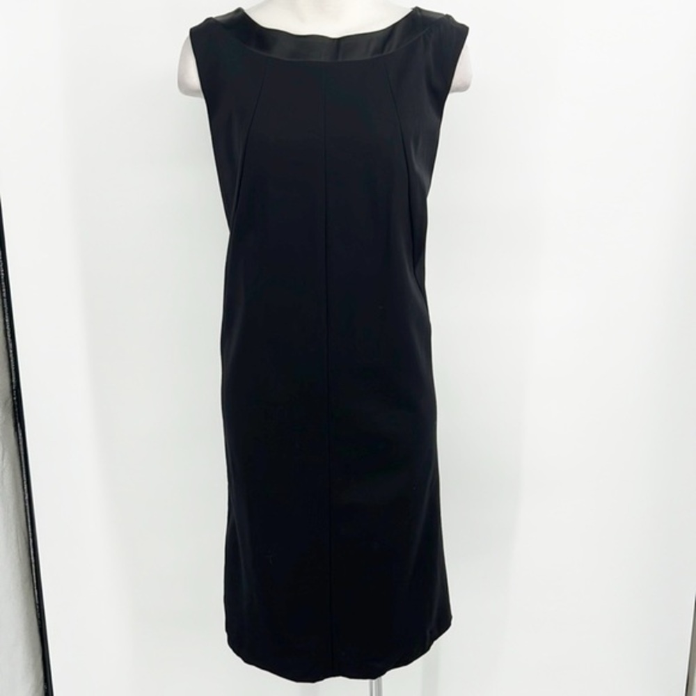 MaxMara Satin Trim Boatneck Shift Dress Black size 10